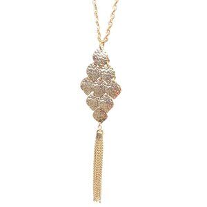 1946 Rose Gold Tone Tassel Pendant Necklace Women Long Chain Modern Jewelry